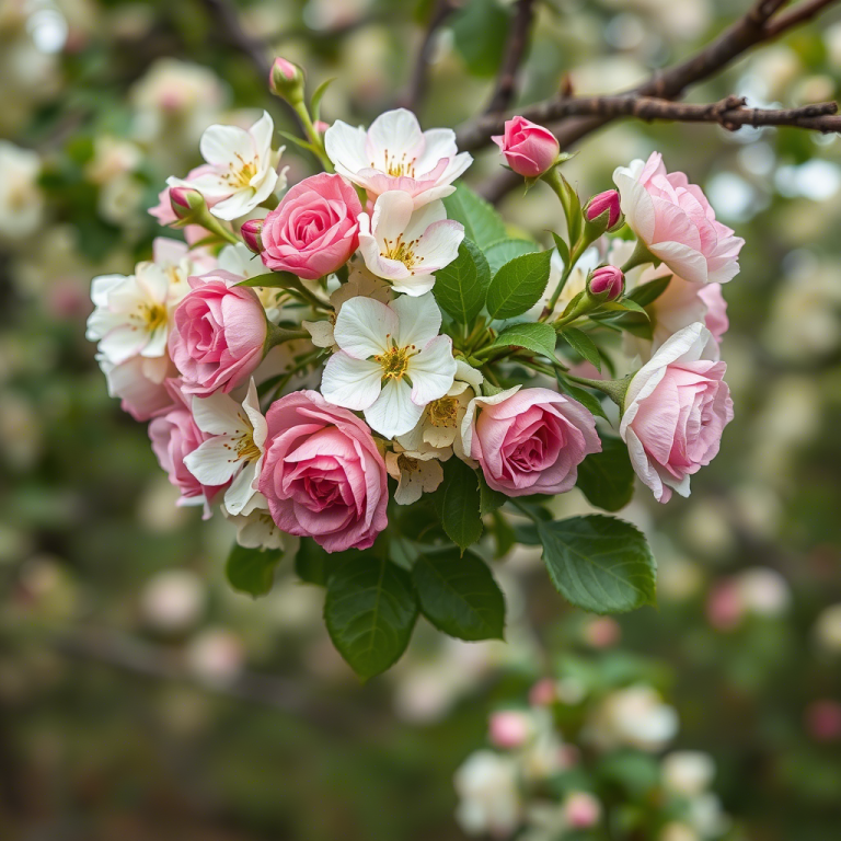 Cerisier à Fleurs Blanches et Roses
