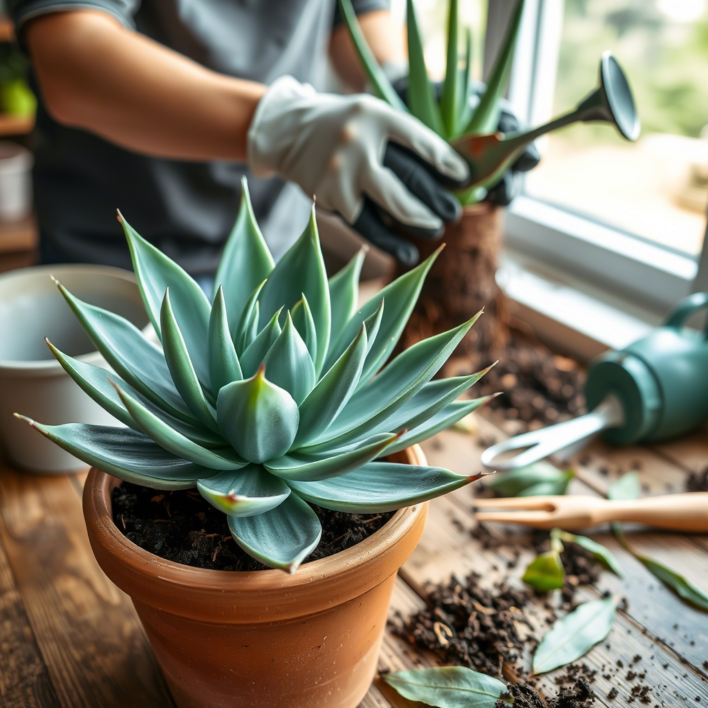 Entretien général et rempotage de l'Aloe humilis
