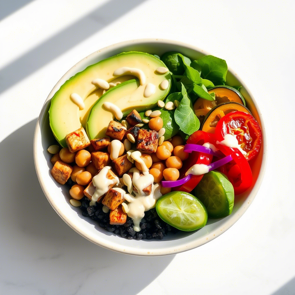 Poke bowl végétarien et protéiné 