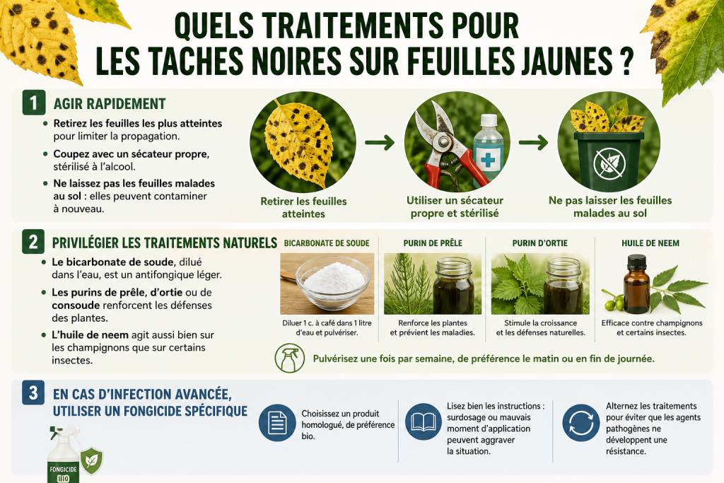 Quels traitements pour les taches noires sur feuilles jaunes