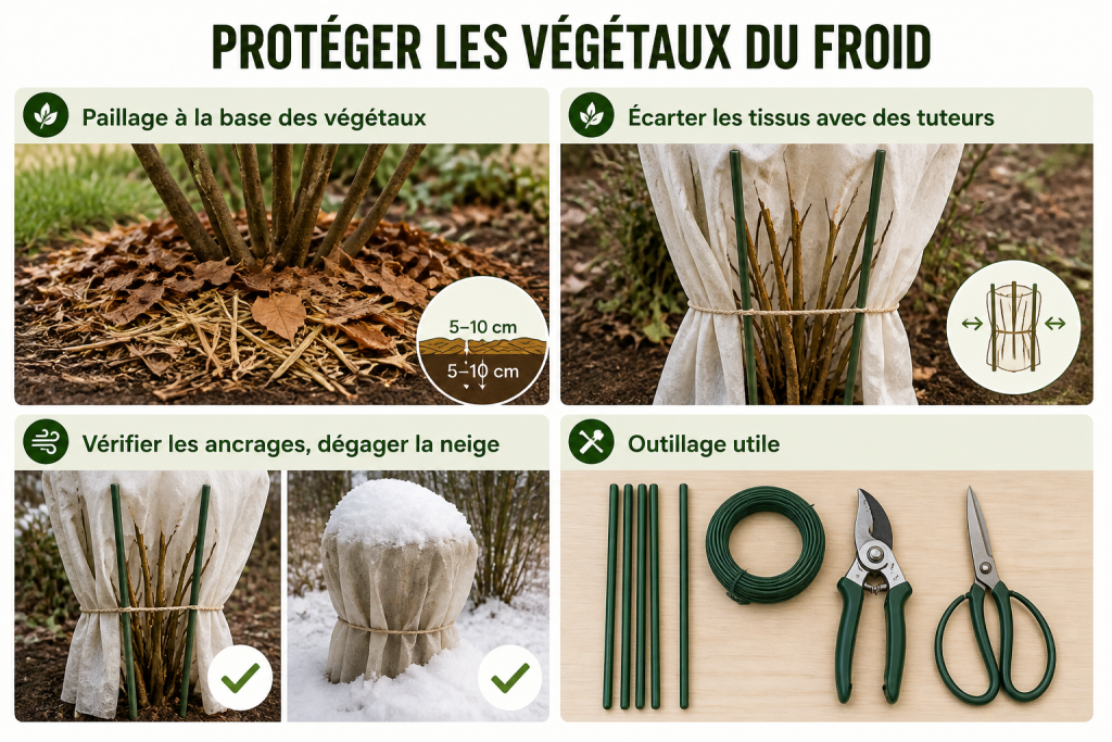 Paillage à la base des végétaux