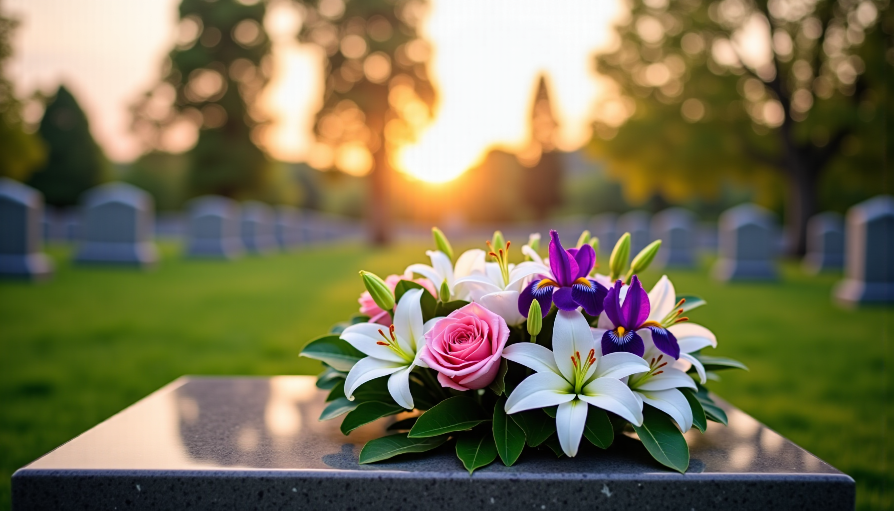 fleurs pour un enterrement ? — cette composition rectangulaire évoque le repos bien mérité