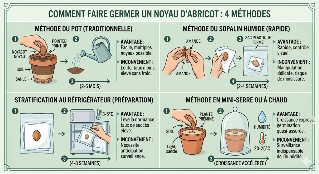 Méthodes pour faire germer un noyau d’abricot