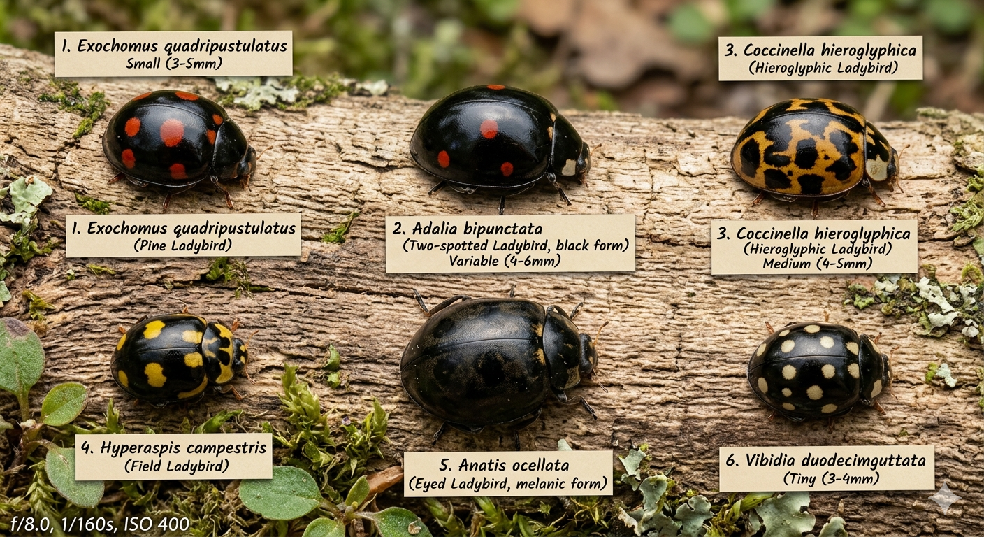 Coccinelle noire identification et différences — free download