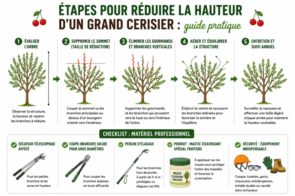 Étapes pour réduire la hauteur d’un grand cerisier guide pratique