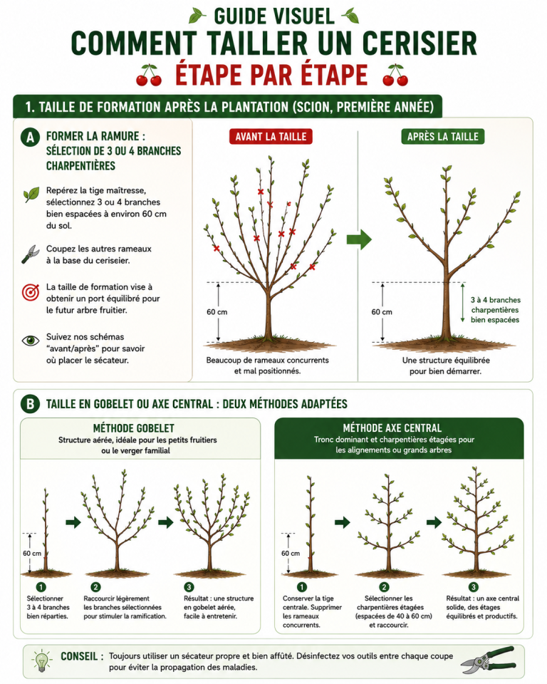 Schéma Taille Cerisier : Guide Visuel Simple et Pratique