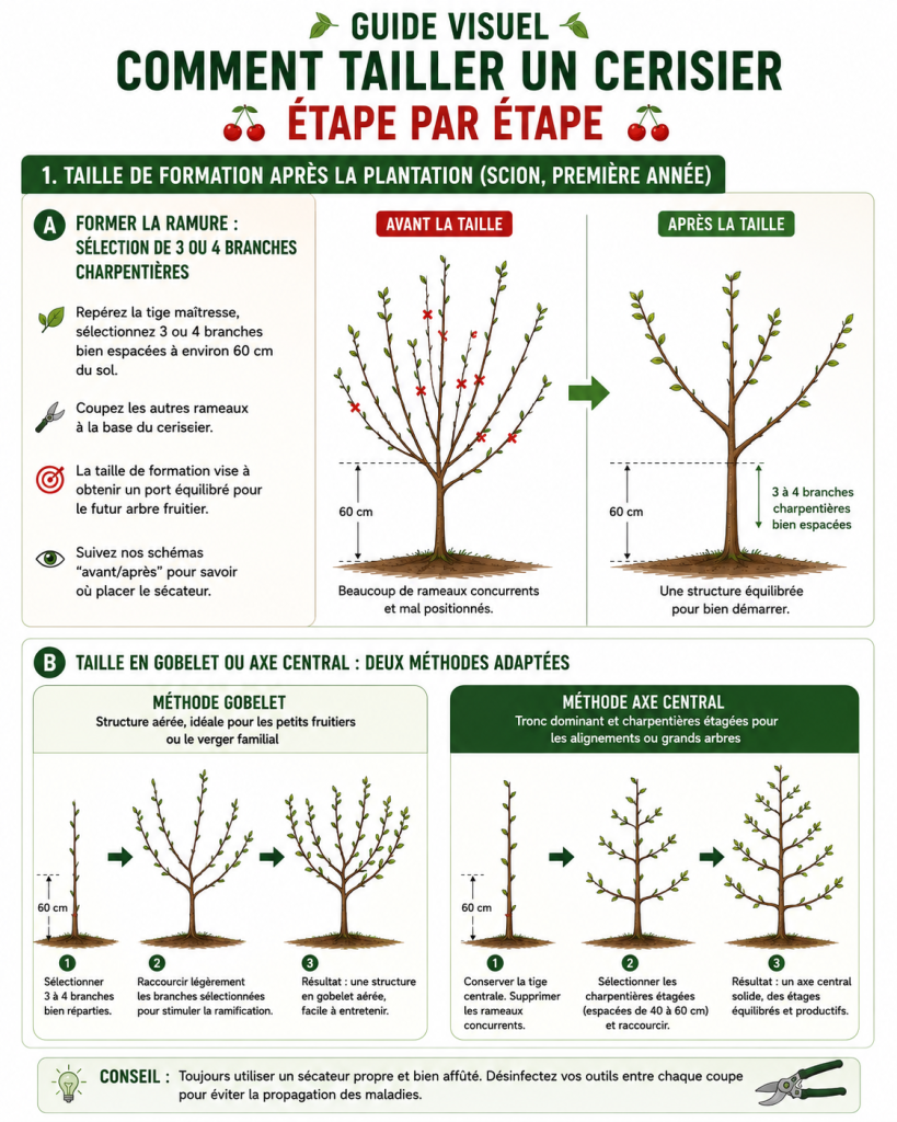 Guide visuel  comment tailler un cerisier étape par étape