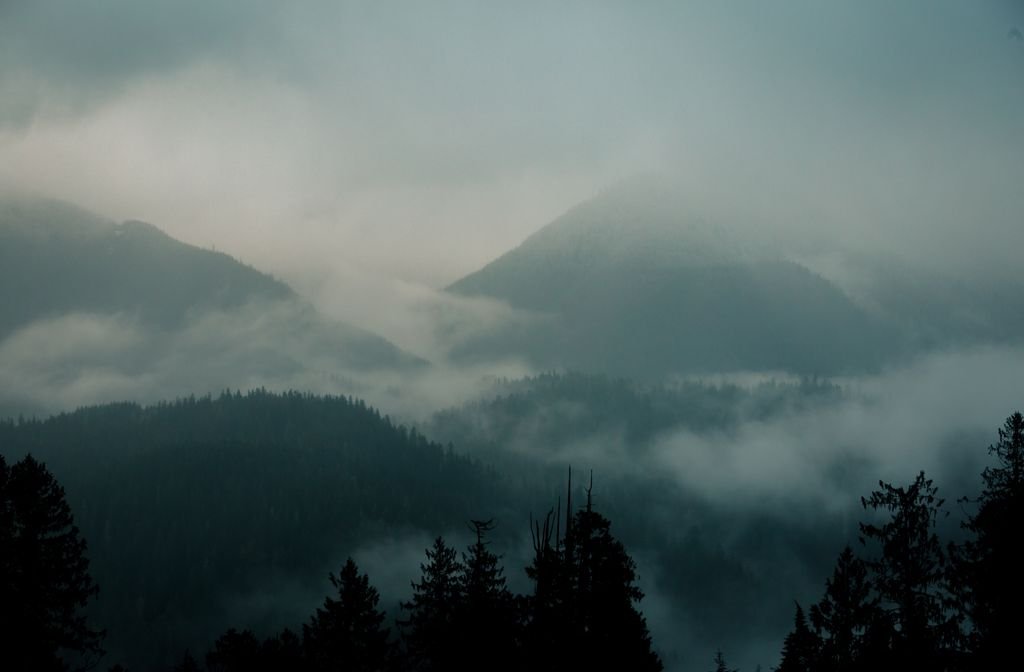 Montagnes dans la brume